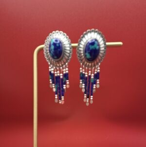 Sterling and Azure Malachite Southwestern Dangle Earrings